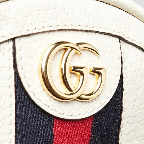 Gucci White Leather Ophidia Vintage Web Circle Backpack Bag - Picture 8 of 12